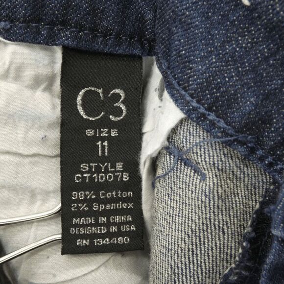 C3 Embellished Bermuda Denim Shorts Women’s Size 11 Dark Wash Crystal Studded - Picture 8 of 8